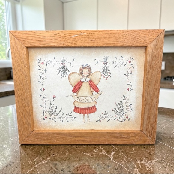 Barbara Mock Other - Vintage Barbara Mock Angel Herbs Artwork • Cottagecore Kitchen Hanging Decor EUC
